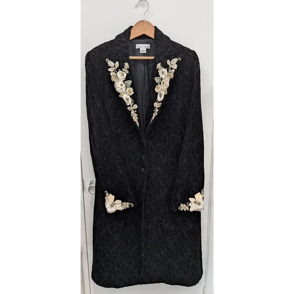 Burnout Velvet Coat Medium Quiet Luxury Victorian Vamp Y2K Whimsygoth 3D Ribbon